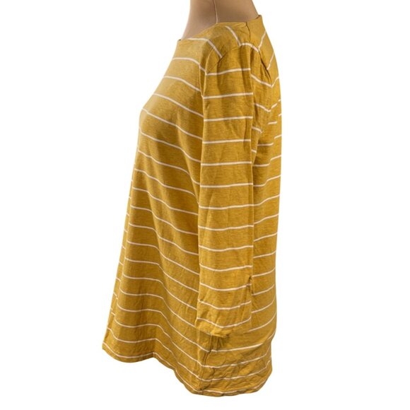 A New Day T-Shirt 3/4 Sleeve Mustard White Stripe Size XL Extra Large - Picture 2 of 6